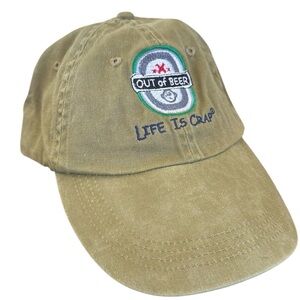 Anvil out of beer life is crap baseball cap hat, adjustable strap, new tan olive